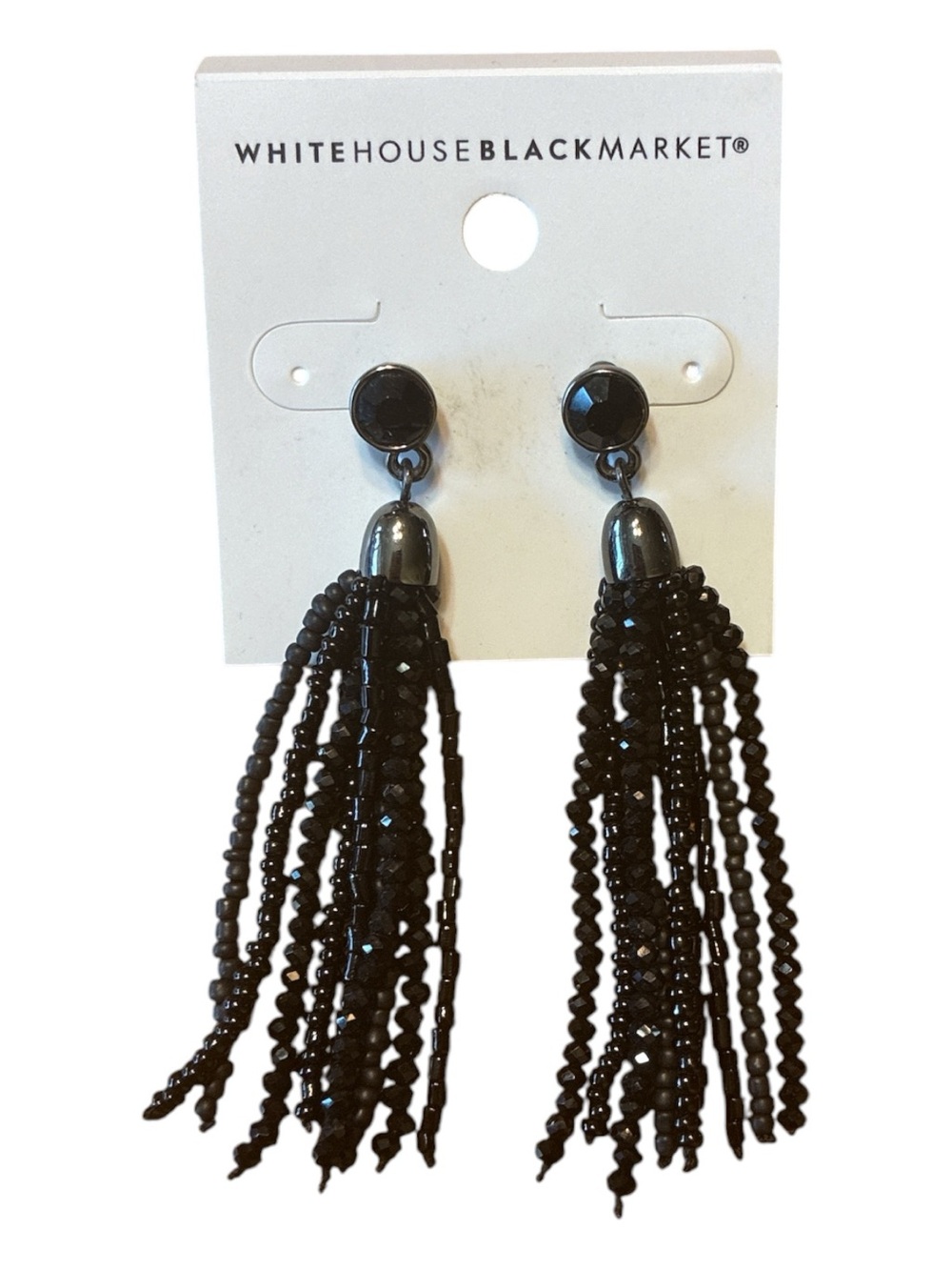 White House Black Market Black Beaded Tassel Earrings